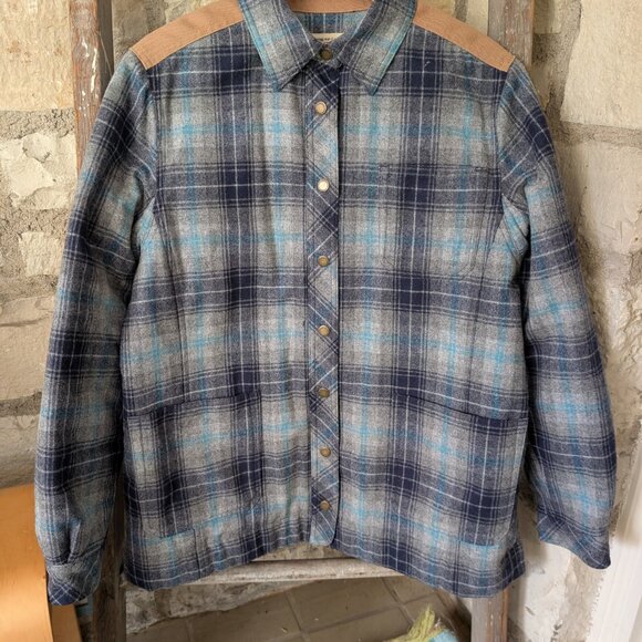 Duluth x Pendleton Wool Flannel Shirt Jac | Large | Blue Gray Plaid | Like New - Picture 1 of 10